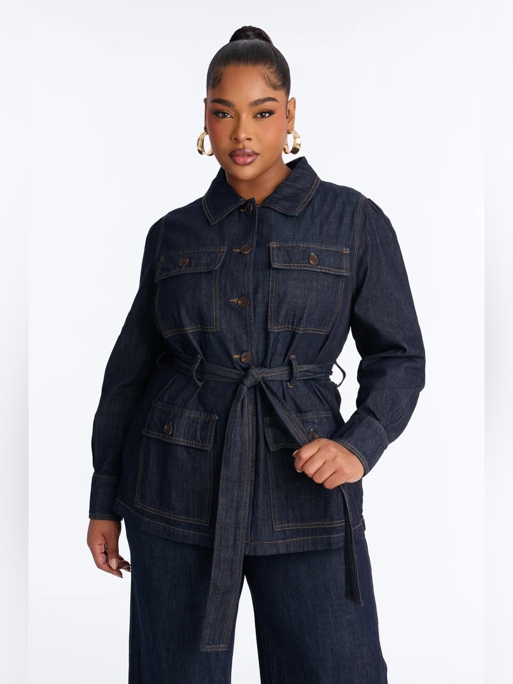 Fashion Nova Patricia Puff Sleeve Denim Pant Set (NWT) - Picture 5 of 7